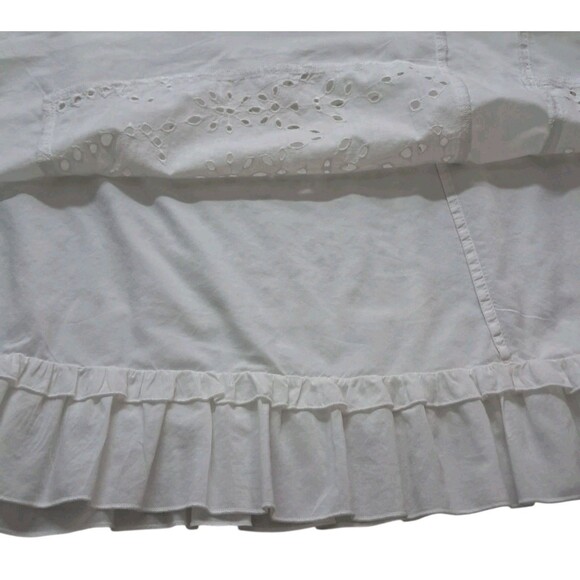 Talbots Skirt Womens XL White Midi Eyelet Ruffle Pull On Prairie Peasant Cottage - Picture 6 of 11